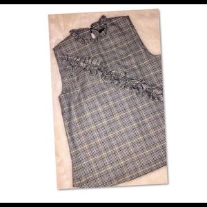 Zara ruffled plaid blouse